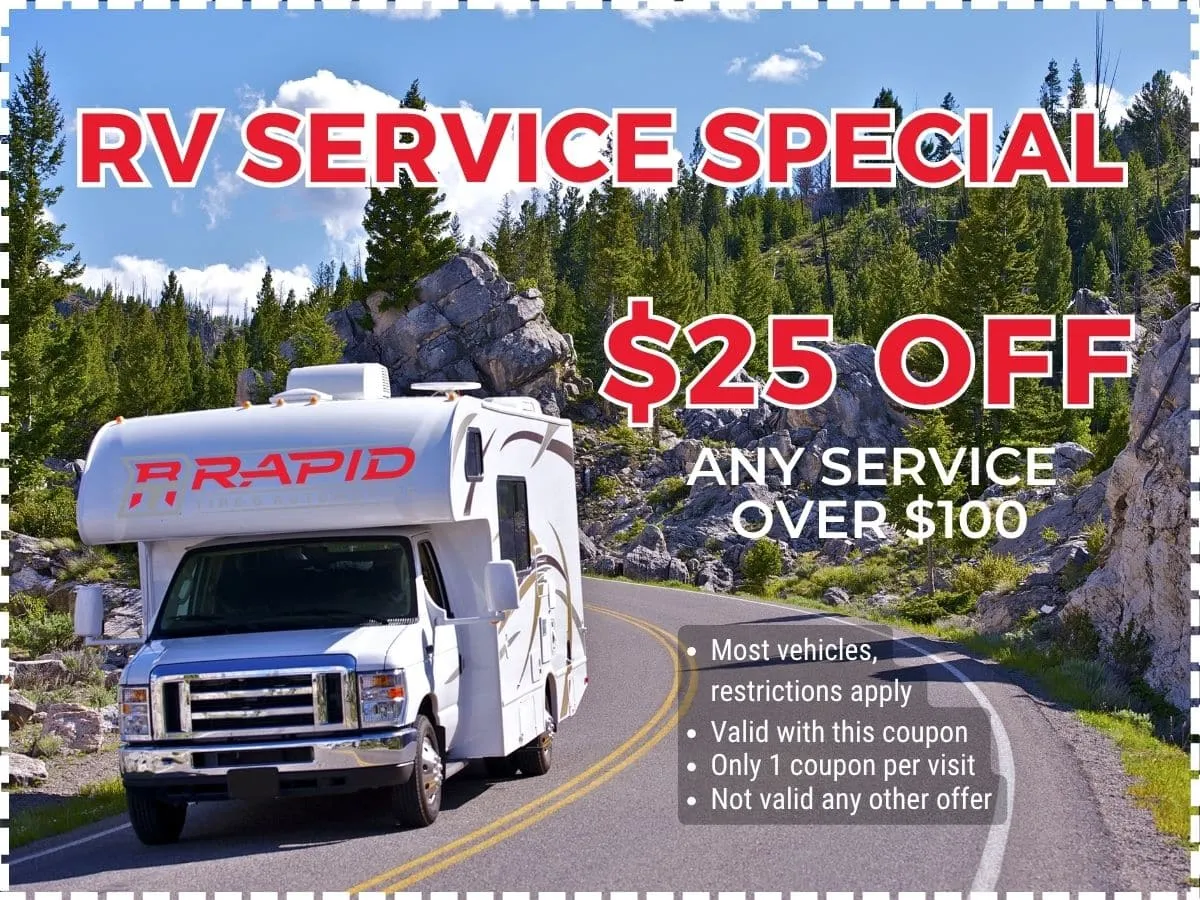 Coupon: $25 Off RV Service Special. Any RV service over $100.